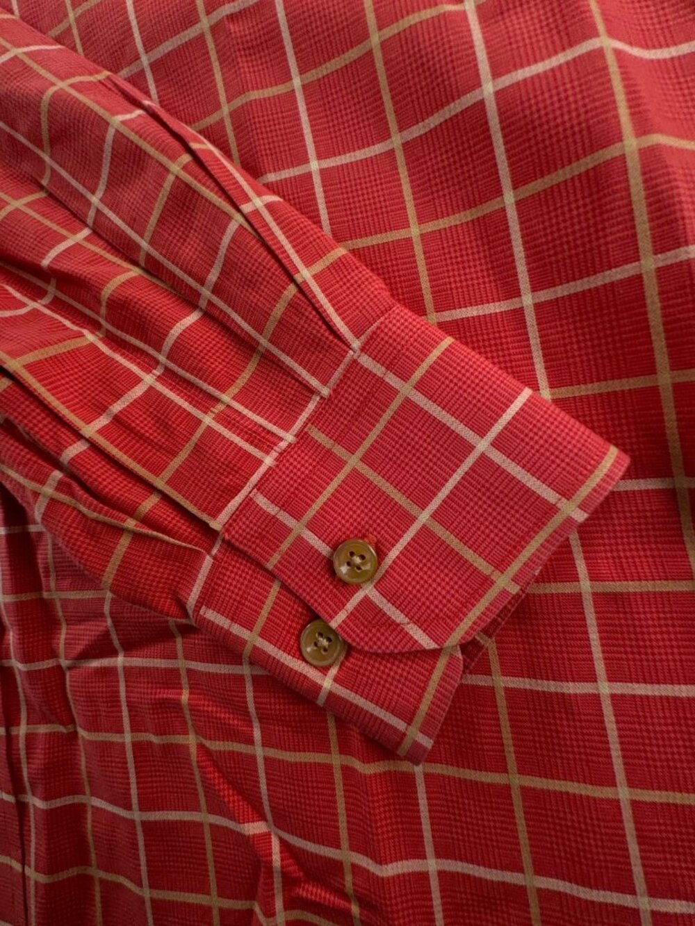 Scott Barber Medium Cotton Long Sleeve Button Up Shirt Red Check Adult Casual - Picture 11 of 14